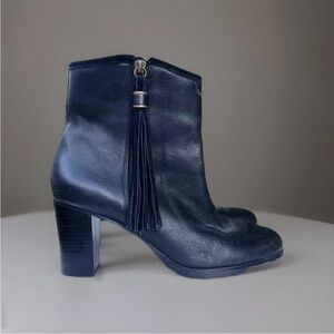 Lauren Ralph Lauren Black Leather Tassel Ankle Booties